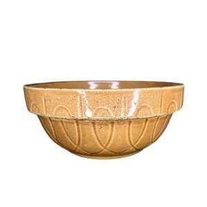 Vintage WATT POTTERY Oven Ware #5 Mixing Bowl SPIRAL LOOP PATTERN Pumpkin Orange